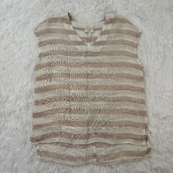 St Tropez 100% Linen Sleeveless Striped Top Size Small‎ - Picture 1 of 4